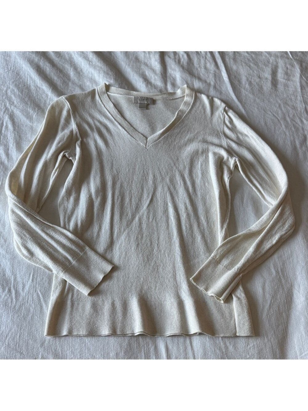 Cream V Neck Sweater